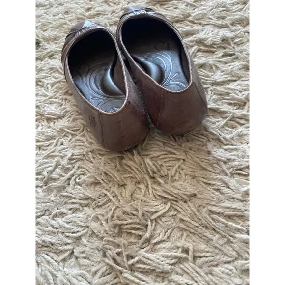 Born Ballet Flats Bow Knot Leather Tan Taupe 8.5 Shoes