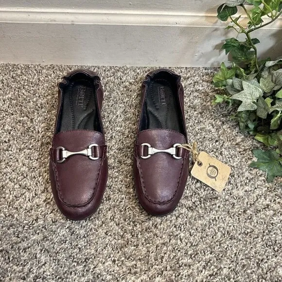 BORN Burgundy Soft Leather CLAIR Horsebit Loafer Slip On Shoes Women's 6 M New