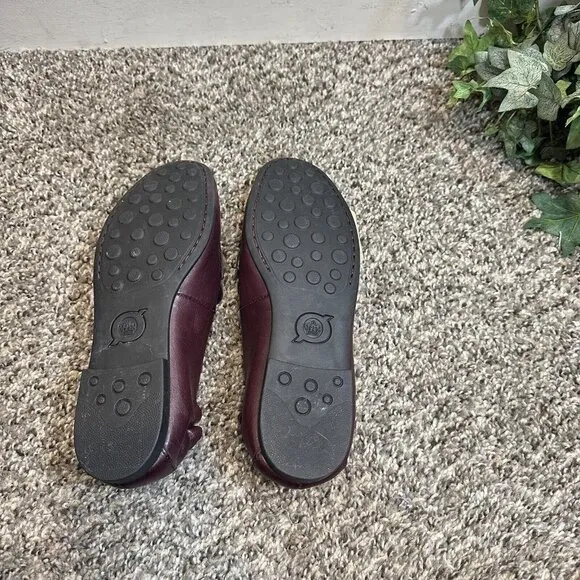 BORN Burgundy Soft Leather CLAIR Horsebit Loafer Slip On Shoes Women's 6 M New