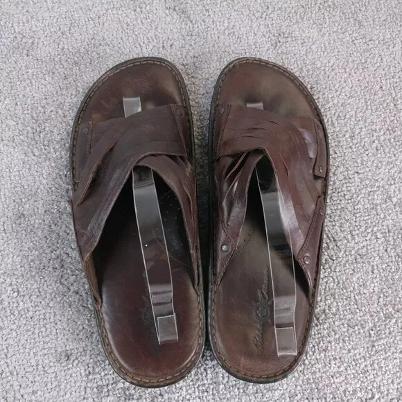 Born Crown Sandals Mens Size 11 Shoes Brown Leather Slip On Slides Summer Beach