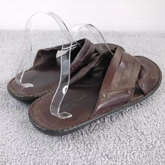 Born Crown Sandals Mens Size 11 Shoes Brown Leather Slip On Slides Summer Beach