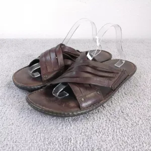 Born Crown Sandals Mens Size 11 Shoes Brown Leather Slip On Slides Summer Beach