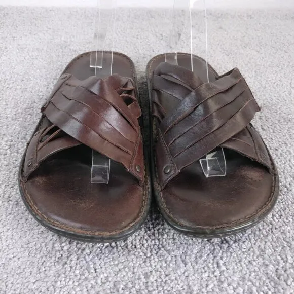 Born Crown Sandals Mens Size 11 Shoes Brown Leather Slip On Slides Summer Beach