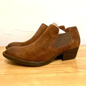 Born Shoes Brown Leather Boots Slip-On Booties Dallia Women’s Size 7.5
