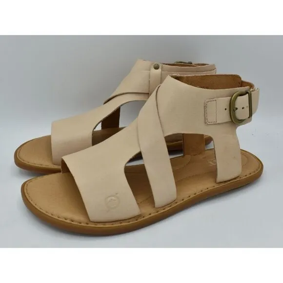 Born Womens Size 7 Marlowe Natural Full Grain Leather Gladiator Sandals Shoes
