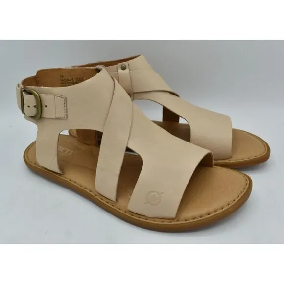 Born Womens Size 7 Marlowe Natural Full Grain Leather Gladiator Sandals Shoes