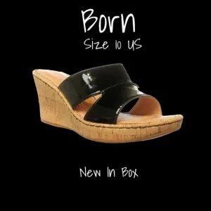 Born Zefira Women's Open Toe Leather Platforms Sandals Shoes Black US 10 NEW