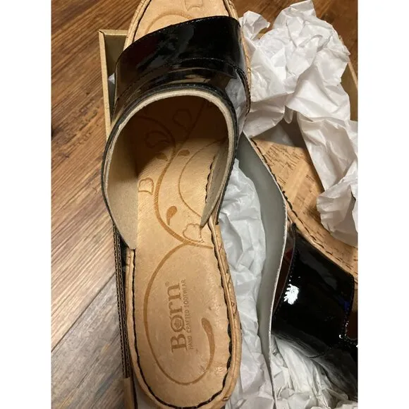 Born Zefira Women's Open Toe Leather Platforms Sandals Shoes Black US 10 NEW