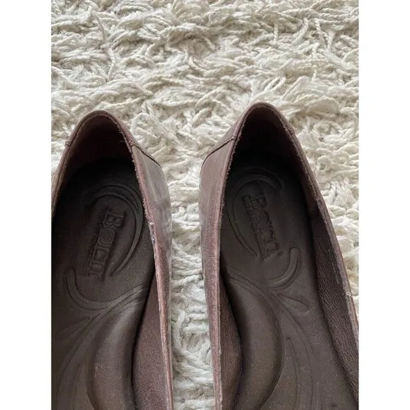 Born Ballet Flats Shoes Taupe Beige Leather Knot 8.5 Leather