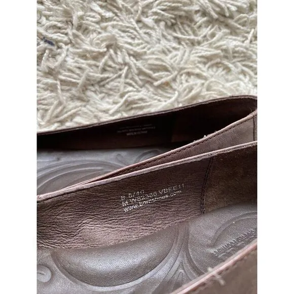 Born Ballet Flats Shoes Taupe Beige Leather Knot 8.5 Leather