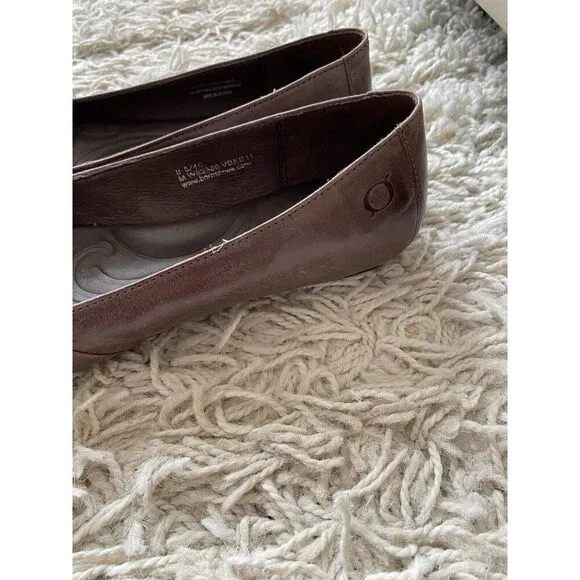 Born Ballet Flats Shoes Taupe Beige Leather Knot 8.5 Leather