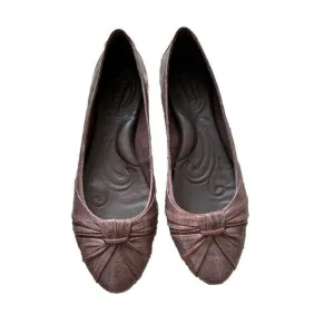 Born Ballet Flats Shoes Taupe Beige Leather Knot 8.5 Leather