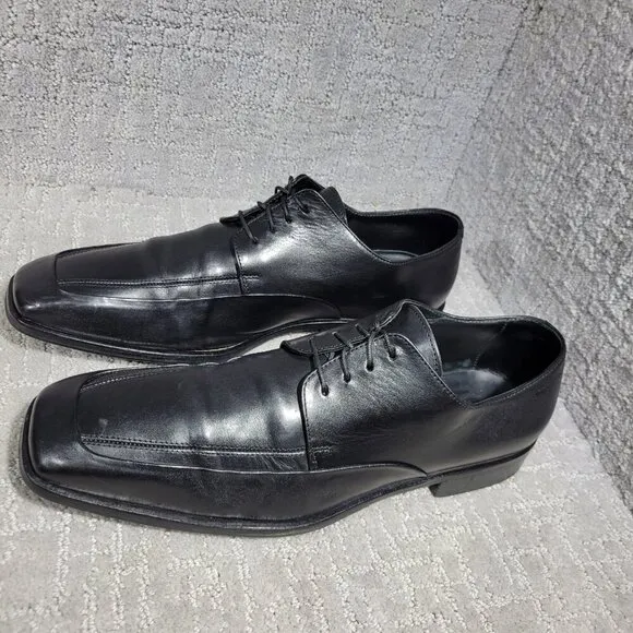 Boss Hugo Boss Men's Size 10 US Black Leather Lace up Oxford Dress Shoes Italy