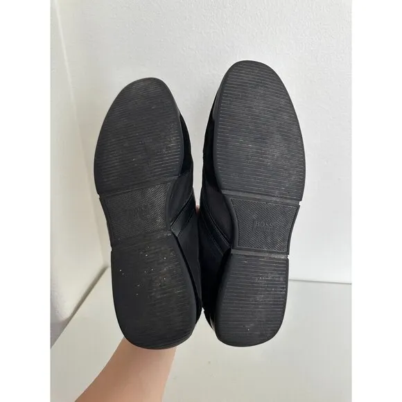 Boss Hugo Boss Saturn Sneakers Black Low Top Laces Suede Logo Men's EU 44 US 9.5
