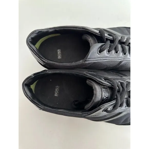 Boss Hugo Boss Saturn Sneakers Black Low Top Laces Suede Logo Men's EU 44 US 9.5