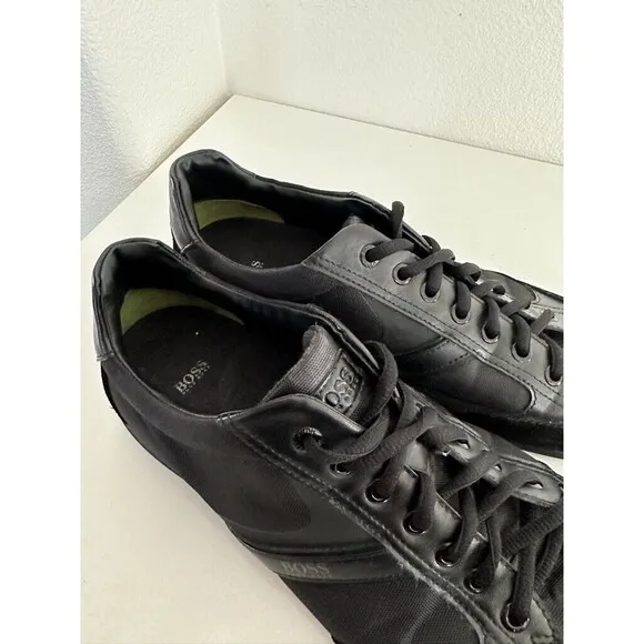 Boss Hugo Boss Saturn Sneakers Black Low Top Laces Suede Logo Men's EU 44 US 9.5
