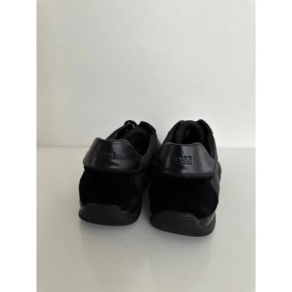 Boss Hugo Boss Saturn Sneakers Black Low Top Laces Suede Logo Men's EU 44 US 9.5