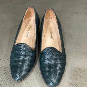 Bottega Veneta Women's Green Leather Loafers