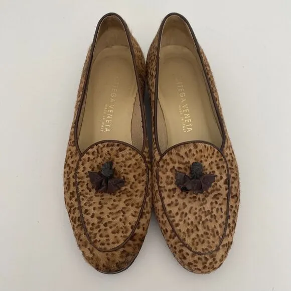 Bottega Venetta Leopard Cheetah Print  Loafers Shoes Pony hair 35 EU - 5.5 US
