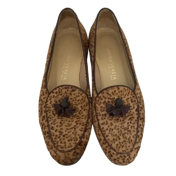 Bottega Venetta Leopard Cheetah Print  Loafers Shoes Pony hair 35 EU - 5.5 US