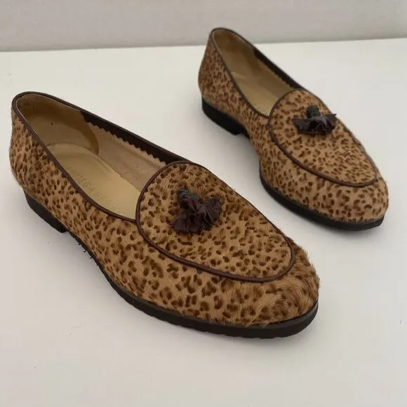 Bottega Venetta Leopard Cheetah Print  Loafers Shoes Pony hair 35 EU - 5.5 US