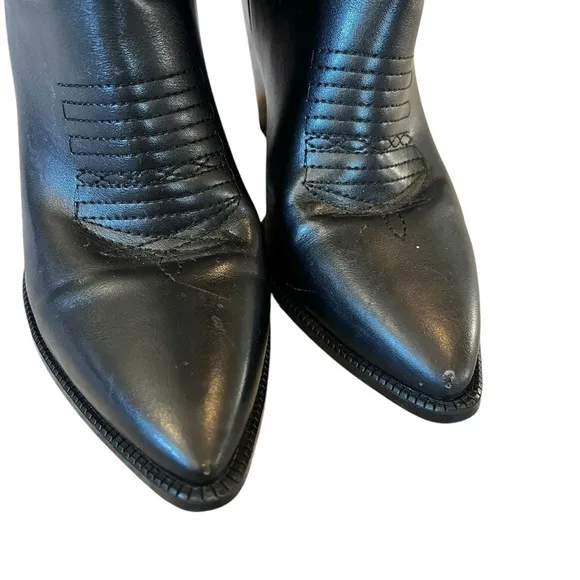 Boutique 10 Black Faux Leather Knee High Cowboy Boots Cowgirl Western Festival