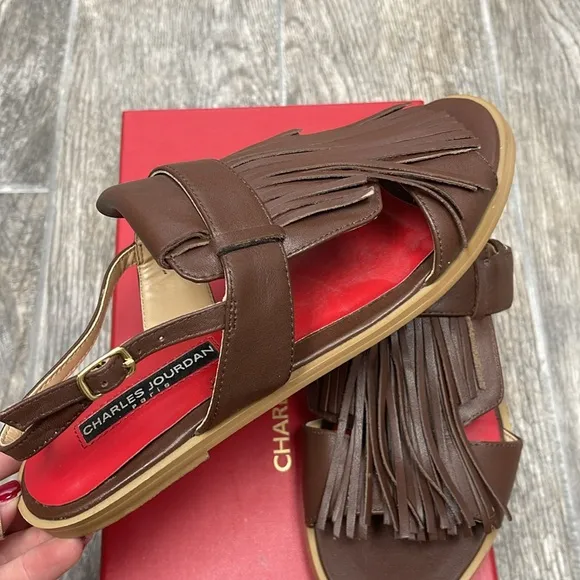 Brand New Charles Jourdan Ocean Brown BRNLEA Sandals IN BOX Size 6