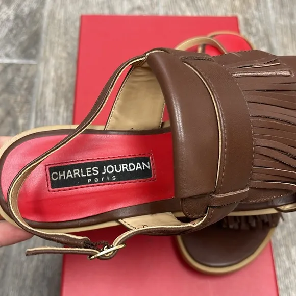 Brand New Charles Jourdan Ocean Brown BRNLEA Sandals IN BOX Size 6