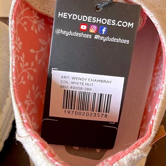 Brand New Hey Dude Wendy Chambray Shoes White Nut Slip On Lightweight Loafers