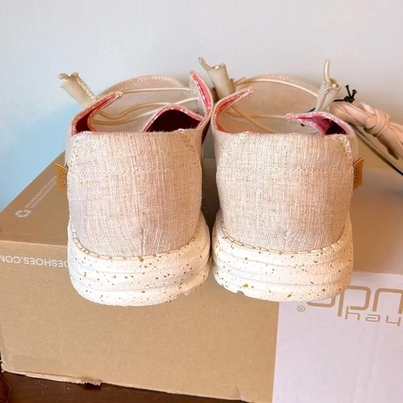 Brand New Hey Dude Wendy Chambray Shoes White Nut Slip On Lightweight Loafers