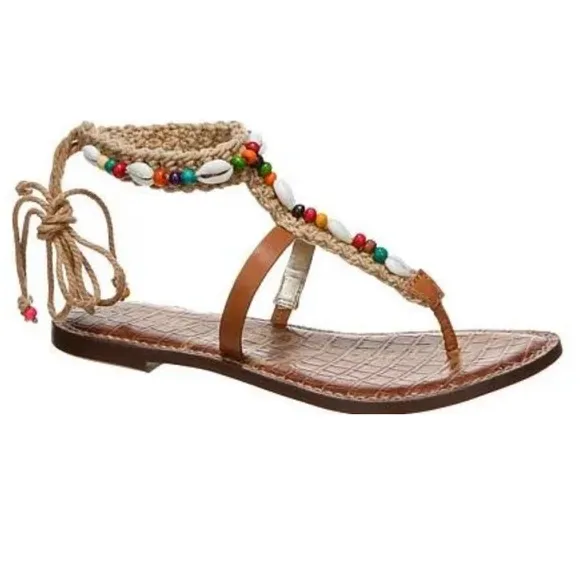 BRAND NEW Sam Edelman Gerome Beaded Hawaiian Seashell Sandals Size 9.5