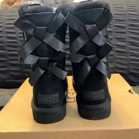 Brand New UGG Bailey Bow II Boots- Black, Size 5 Authentic