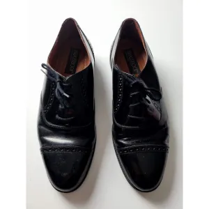 Brass Boot Italian Made Black Paten Leather Cap Toe Oxford Dress Shoes 9M