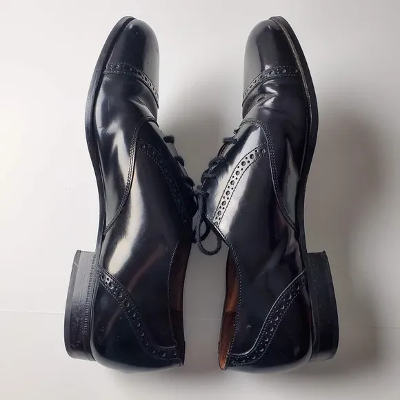 Brass Boot Italian Made Black Paten Leather Cap Toe Oxford Dress Shoes 9M