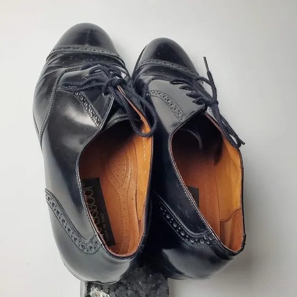 Brass Boot Italian Made Black Paten Leather Cap Toe Oxford Dress Shoes 9M