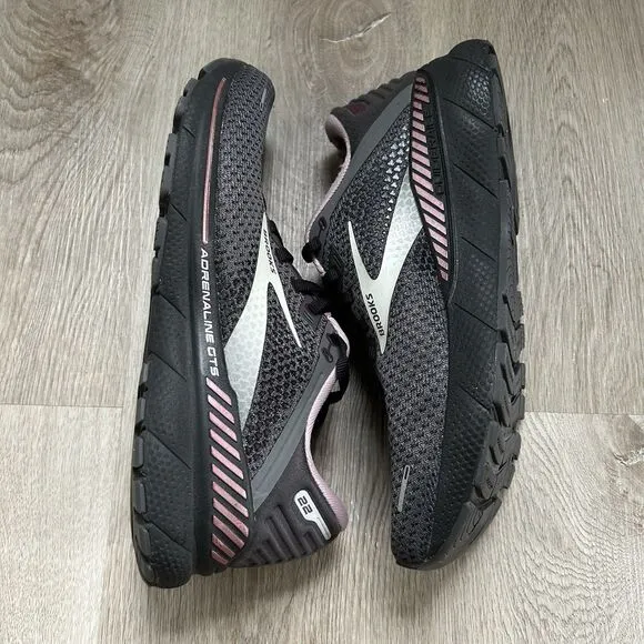 Brooks Adrenaline GTS 22 Womens 10 Running Shoes Black Pink Sneakers 1203531B015