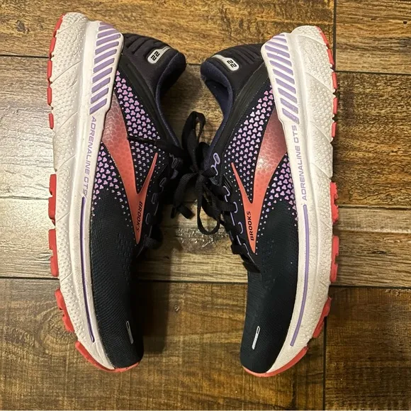 Brooks Adrenaline GTS 22 Women's 7.5 Running Shoes Navy Purple Coral
