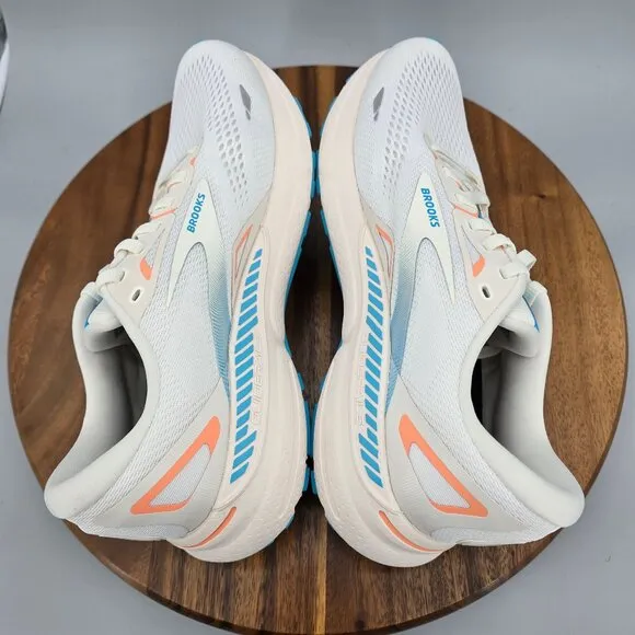 Brooks Adrenaline GTS 23 Shoes Women's 9.5 B White Papaya Blue Running Sneakers