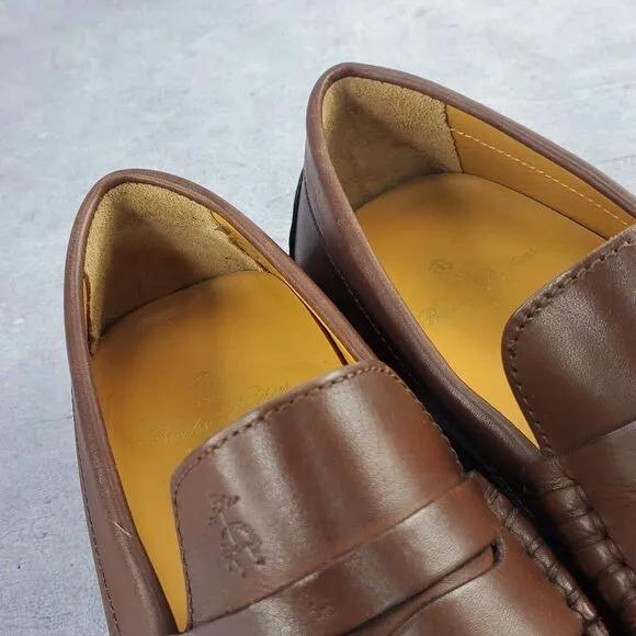 Brooks Brothers Driving Moc Shoes Size 6 Leather Logo Moccasins Penny Loafers