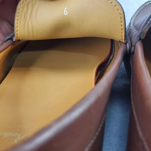 Brooks Brothers Driving Moc Shoes Size 6 Leather Logo Moccasins Penny Loafers