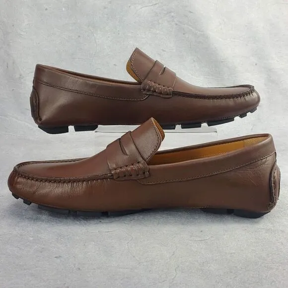 Brooks Brothers Driving Moc Shoes Size 6 Leather Logo Moccasins Penny Loafers