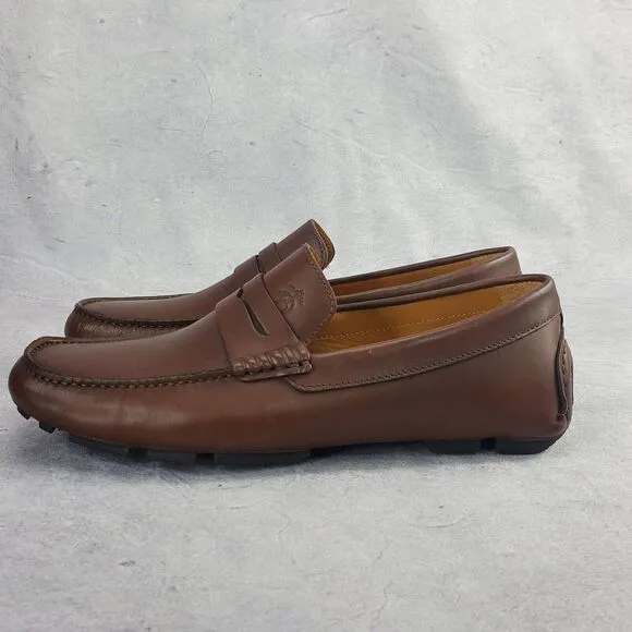Brooks Brothers Driving Moc Shoes Size 6 Leather Logo Moccasins Penny Loafers