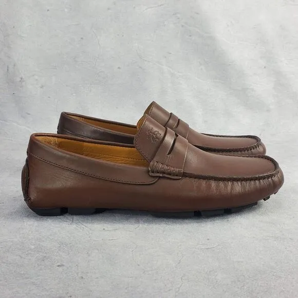 Brooks Brothers Driving Moc Shoes Size 6 Leather Logo Moccasins Penny Loafers
