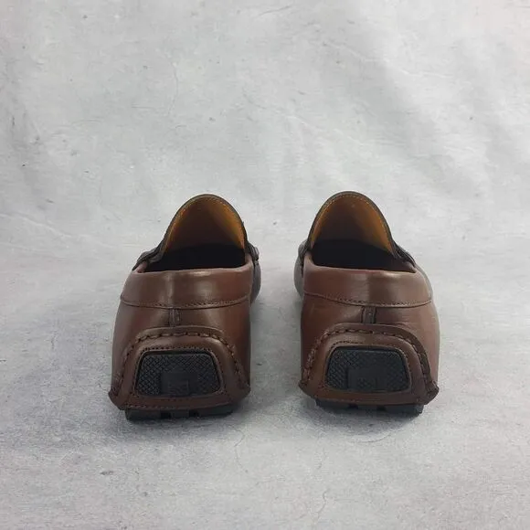 Brooks Brothers Driving Moc Shoes Size 6 Leather Logo Moccasins Penny Loafers