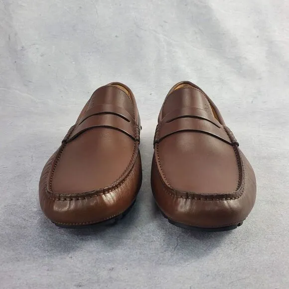 Brooks Brothers Driving Moc Shoes Size 6 Leather Logo Moccasins Penny Loafers