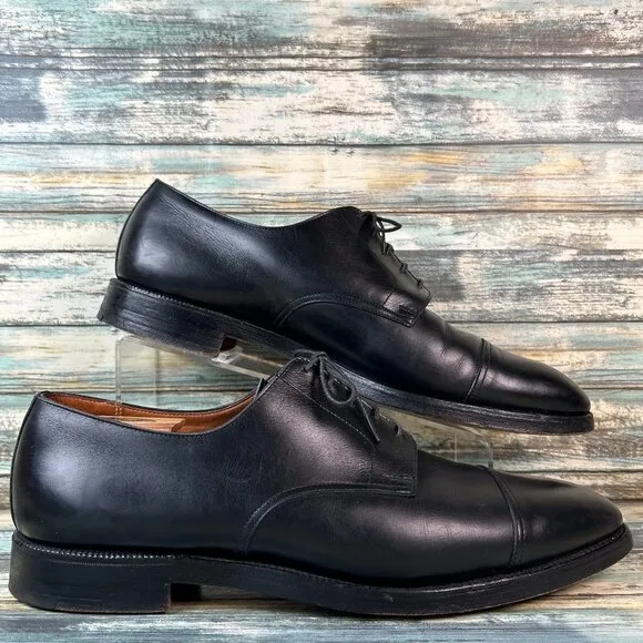 Brooks Brothers Peal &amp; Co C&amp;J Oxford Shoes Mens 12D Dress Cap Toe Black Leather