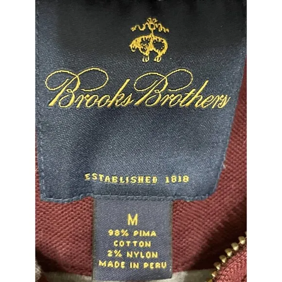 Brooks Brothers Pullover Sweater Men's M Purple 1/4 Zip Ribbed Hem Long Sleeve