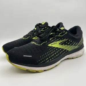 Brooks Ghost 13 Athletic Running Shoes Mens Size 13 EE Black Neon Yellow Lace Up