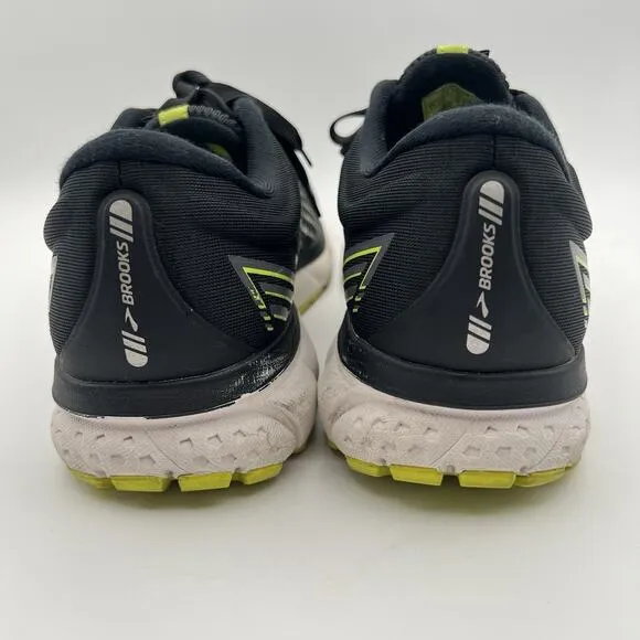 Brooks Ghost 13 Athletic Running Shoes Mens Size 13 EE Black Neon Yellow Lace Up