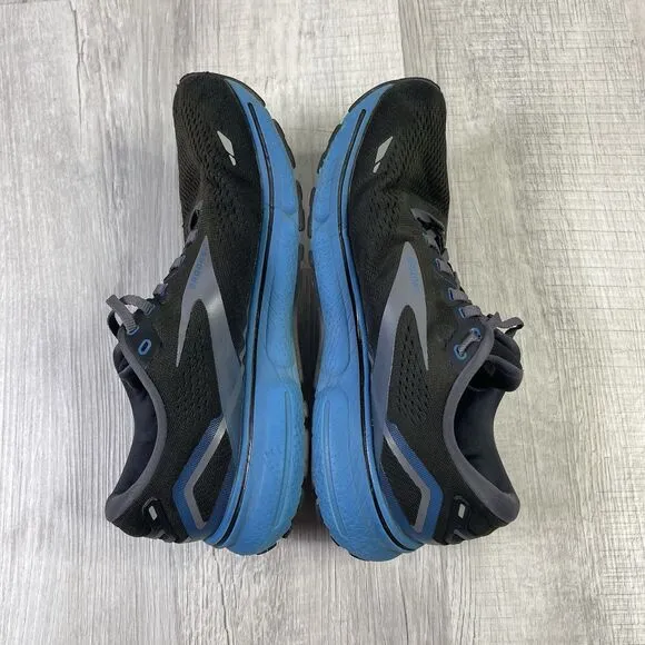 Brooks Ghost 15 Mens Size 9.5 Black Gray Blue Athletic Running Shoes Sneakers A